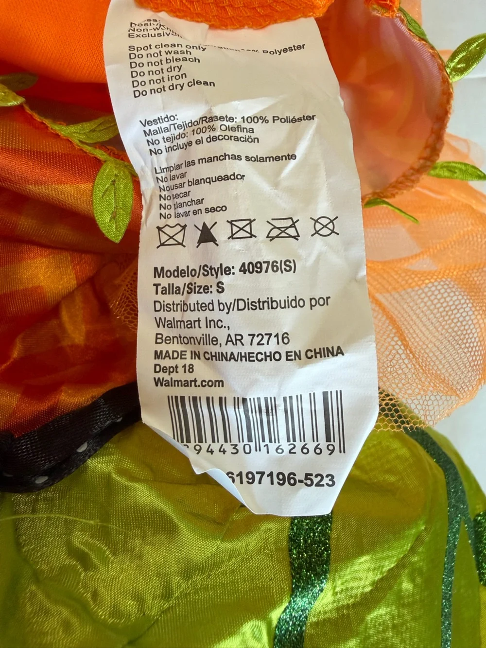 Kids Orange Pumpkin Tulle Dress Costume Size Small